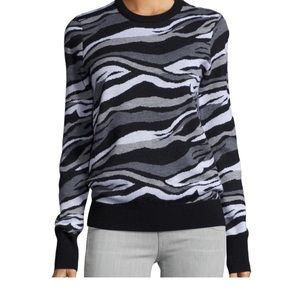 Equipment Zebra Print Grey + Black Sweater